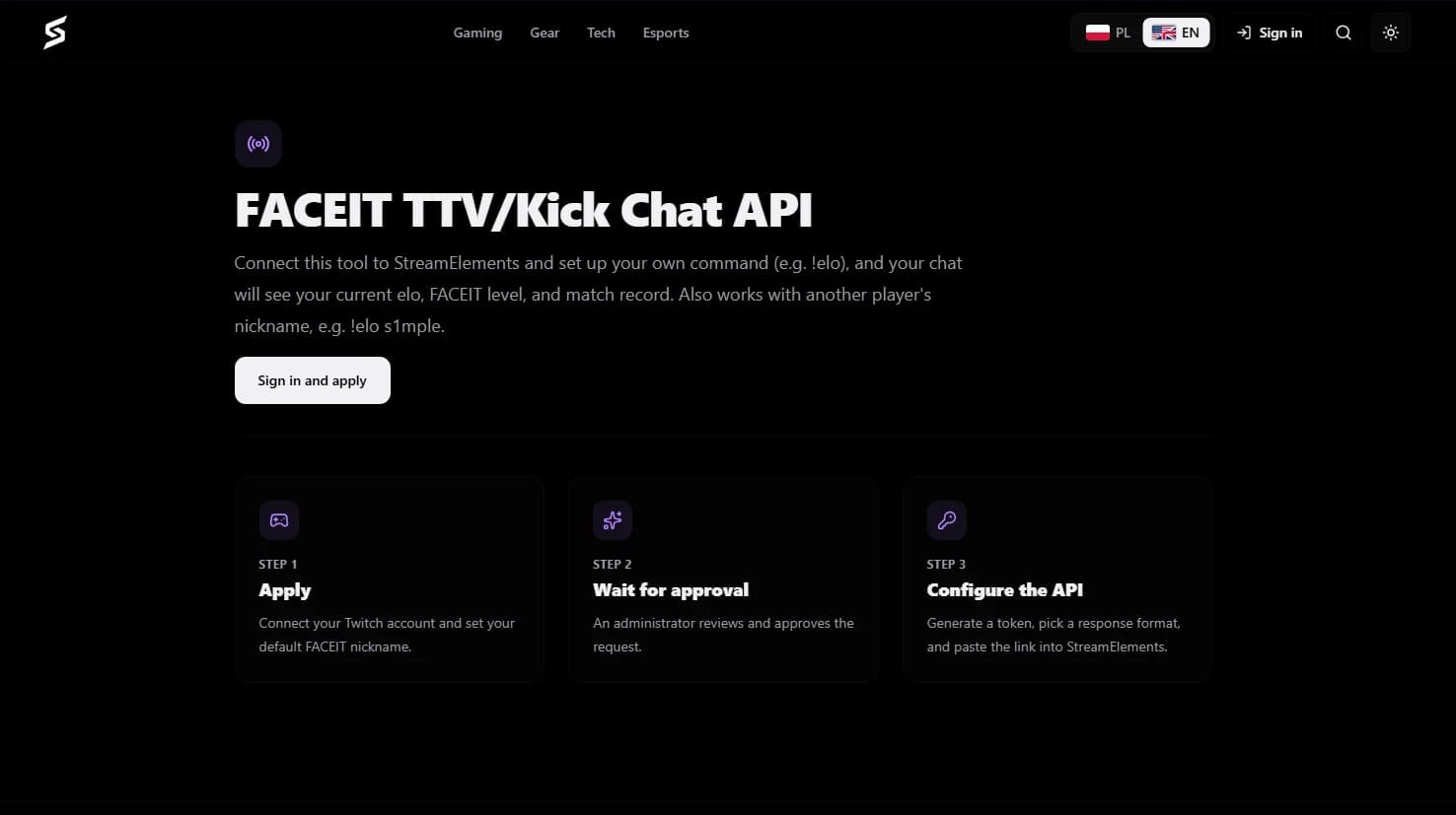Jak pokazać ELO FACEIT na czacie Twitcha. Komenda !elo krok po kroku